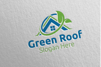 Real estate Green Roofing Logo 40