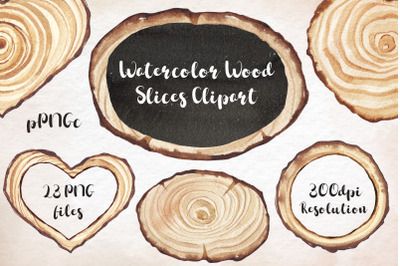 Watercolor Wood Slices Clipart