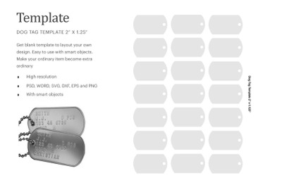 Dog Tag Template 2&quot; x 1.25&quot;| Compatible With Silhouette Studio