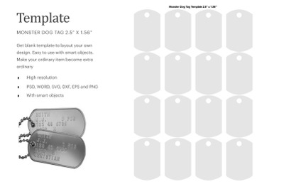 Monster Dog Tag 2.5&quot; x 1.56&quot;| Compatible With Silhouette Studio