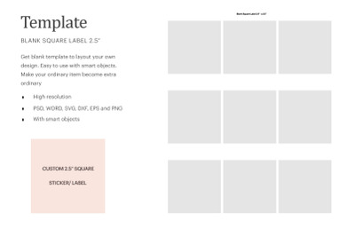 Blank Square Label 2.5&quot; x 2.5&quot;| Compatible With Silhouette Studio