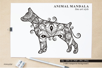 Dog Mandala Vector Line Art Style