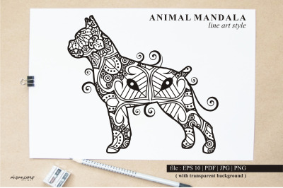 Dog Mandala Vector Line Art Style