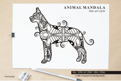 Dog Mandala Vector Line Art Style