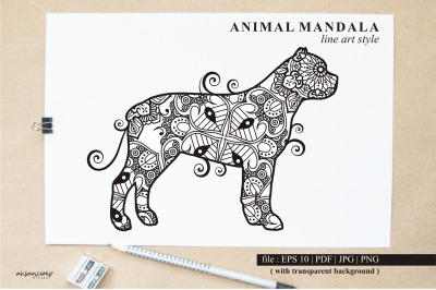 Dog Mandala Vector Line Art Style