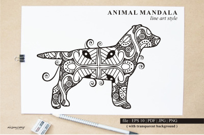 Dog Mandala Vector Line Art Style