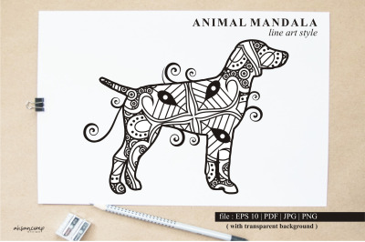 Dog Mandala Vector Line Art Style