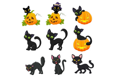 Set of thirteen Cartoon Black Cats
