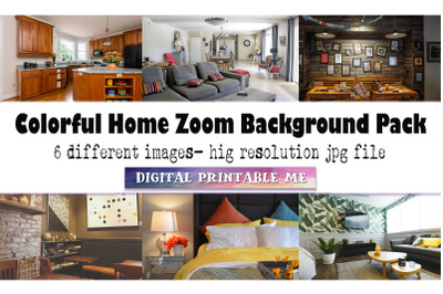 Colorful Home, Zoom Background Pack, 6 Digital Download, Cozy house, S