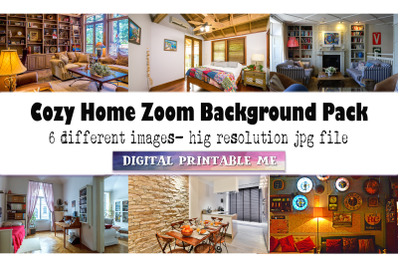 Cozy Home, Zoom Background Pack, 6 Digital Download, clean house, Stoc
