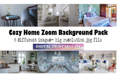 Cozy Home, Zoom Background Pack, 6 Digital Download, clean house, Stoc