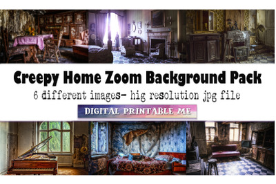 Creepy Home, Zoom Background Pack, 6 Digital Download, abandoned house