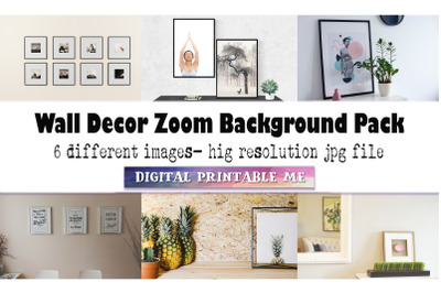 Gallery Wall Art, Zoom Background Pack, 6 Digital Download, home decor
