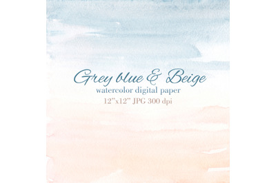 Grey blue Beige watercolor background Neutral watercolor texture