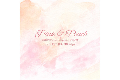 Pink and peach watercolor texture Pink and beige backdrop