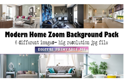 Modern Home, Zoom Background Pack, 6 Digital Download, plain house, cl