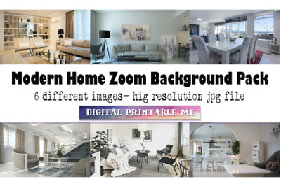 Modern Home, Zoom Background Pack, 6 Digital Download, plain house, cl