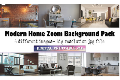 Modern Home, Zoom Background Pack, 6 Digital Download, plain house, cl