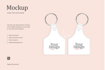 Cow Tag Keychain Mockup