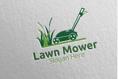 Lawn Mower Gardener Mowing Logo 1