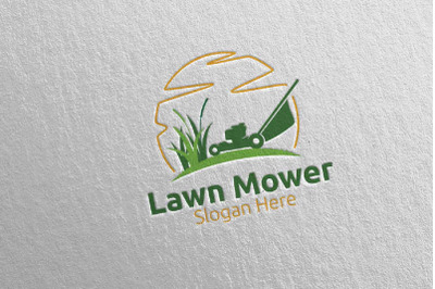 Lawn Mower Gardener Mowing Logo 2