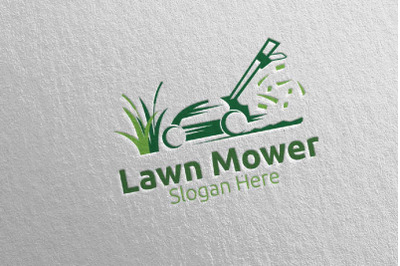 Lawn Mower Gardener Mowing Logo 3