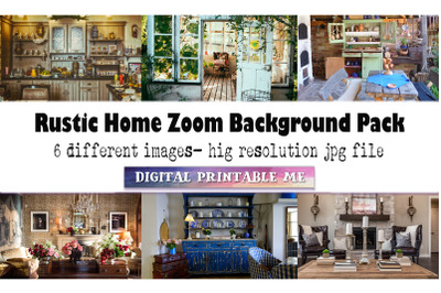 Zoom Background, Boho Rustic Pack, Home decor, 6 Digital Download, sha