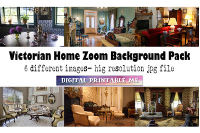 Zoom Background Pack, Vintage, Victorian Gothic, Home decor, 6 Digital