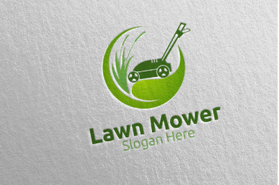 Lawn Mower Gardener Mowing Logo 4