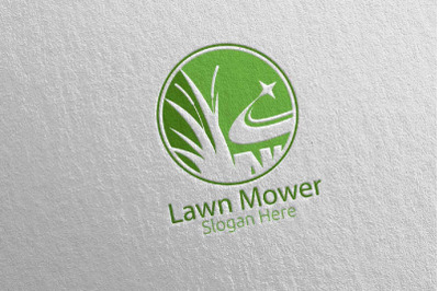 Lawn Mower Gardener Mowing Logo 7