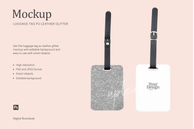 Luggage Tag PU leather &2B; Glitter Mockup