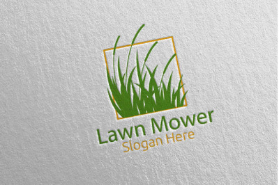 Lawn Mower Gardener Mowing Logo 10