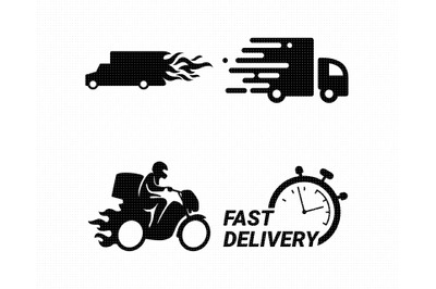 fast delivery logo SVG, truck PNG, bike DXF, clipart, EPS, vector cut