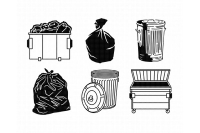 trash can SVG, trash bag PNG, dumpster DXF, clipart, EPS, vector