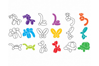 balloon animals SVG, PNG, DXF, clipart, EPS, vector cut file