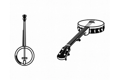 banjo SVG, country music PNG, DXF, clipart, EPS, vector cut file