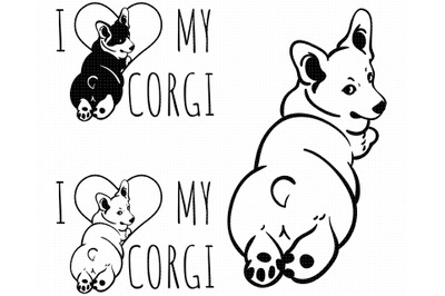 i love my corgi SVG, corgi butt PNG, DXF, clipart, EPS, vector