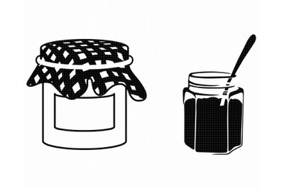 vintage jam jar SVG, strawberry jam PNG, DXF, clipart, EPS, vector