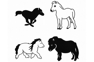 mini horse SVG, miniature horse PNG, DXF, clipart, EPS, vector