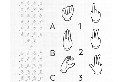 american sign language SVG, asl letters PNG, asl numbers DXF, clipart