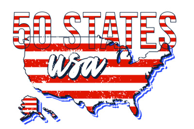 Set of US 50 grunge states map