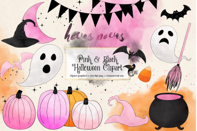 Pink and Black Halloween Clipart