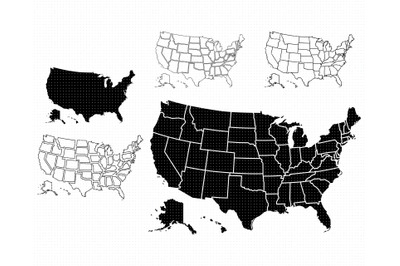 50 states SVG, US map PNG, American map DXF, clipart, EPS, vector