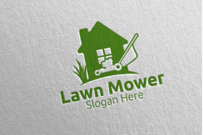 Home Lawn Mower Gardener Mowing Logo 14