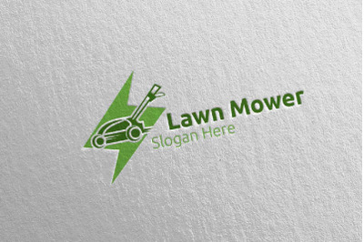 Fast Lawn Mower Gardener Mowing Logo 16