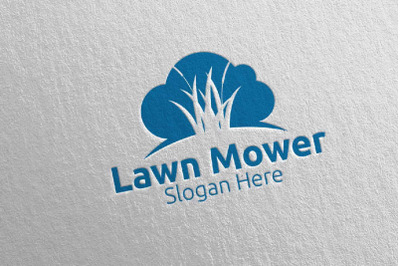 Cloud Lawn Mower Gardener Mowing Logo 17