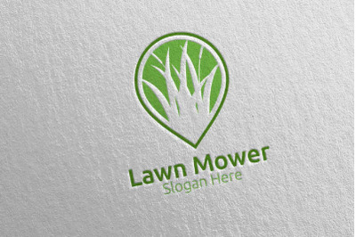 Pin Lawn Mower Gardener Mowing Logo 18