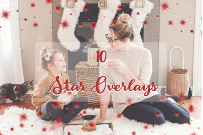 Christmas Star Photo Overlays | Red Metallic Star Overlays