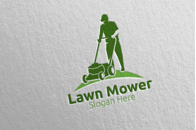 Lawn Mower Gardener Mowing Logo 21