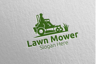 Lawn Mower Gardener Mowing Logo 22